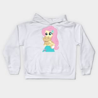 Fluttershy with a cat Kids Hoodie